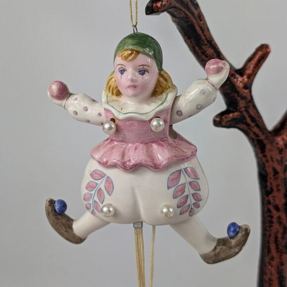 Schmid Doll Christmas Ornament Porcelain Vtg Signed Jumping Jack Ballerina Girl - Picture 10 of 12